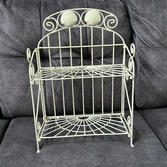 Shabby Chic Rustic Vintage Display Metal Display Rack Shelf Foldable Shell Beach - Picture 8 of 8